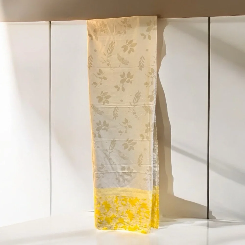 Sur La Table Tan Yellow Floral Tablecloth 70x70